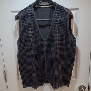 Nordstrom Blue Gray Checkered Knit Sweater